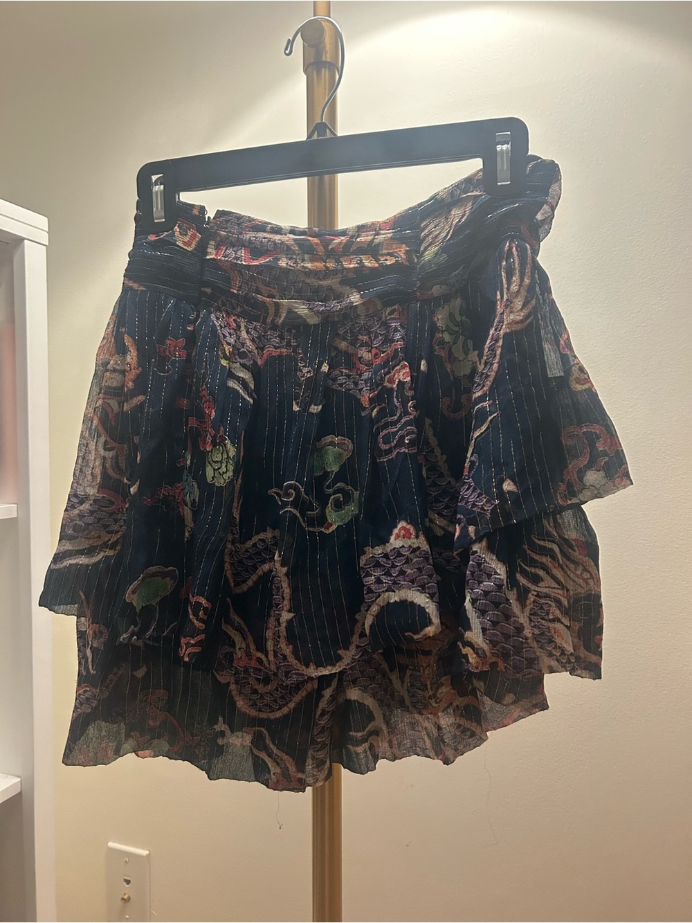 Isabel Marant Navy Multicolor Printed Tiered Skirt